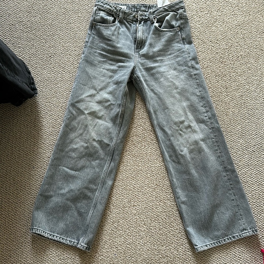 Zara 13-14 gray straight leg wide leg jeans